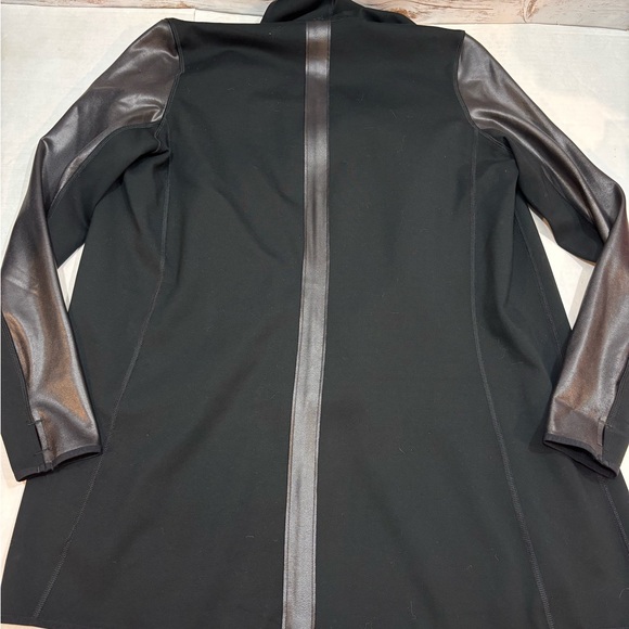 SPANX Black Drape Front Faux Leather Jacket - Picture 11 of 13